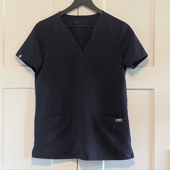 Figs Navy Unisex Scrubs Top Excel Used Condition Hospital Lab Work XS Office - Picture 1 of 4